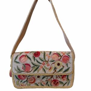 Handcrafted in India Viral Peaches Embroidered Beaded Bag